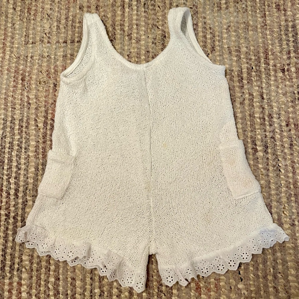 White Knit Sleeveless Romper
